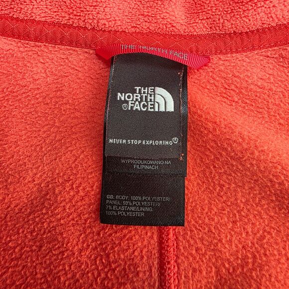 North Face Fleece Jacket Full Zip Bright Coral Orange Womens Size L Polartec - Picture 10 of 12
